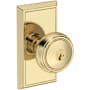 Baldwin Bremerton Single Cylinder Keyed Entry Door Knob Set with Chamfered 5" Rose with SmartKey SC1 Keyway from the Reserve Collection Non-Lacquered Brass