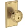 Baldwin Bremerton Single Cylinder Keyed Entry Door Knob Set with Chamfered 5" Rose with SmartKey SC1 Keyway from the Reserve Collection Lifetime Satin Brass