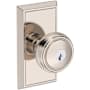 Baldwin Bremerton Single Cylinder Keyed Entry Door Knob Set with Chamfered 5" Rose from the Reserve Collection Lifetime Polished Nickel