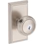 Baldwin Bremerton Single Cylinder Keyed Entry Door Knob Set with Chamfered 5" Rose from the Reserve Collection Satin Nickel