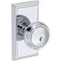 Baldwin Bremerton Single Cylinder Keyed Entry Door Knob Set with Chamfered 5" Rose with SmartKey SC1 Keyway from the Reserve Collection Polished Chrome