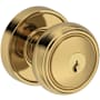 Baldwin Bremerton Single Cylinder Keyed Entry Door Knob Set with Recessed Round Rose from the Reserve Collection Lifetime Polished Brass