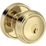Baldwin Bremerton Single Cylinder Keyed Entry Door Knob Set with Recessed Round Rose with SmartKey SC1 Keyway from the Reserve Collection Non-Lacquered Brass