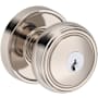 Baldwin Bremerton Single Cylinder Keyed Entry Door Knob Set with Recessed Round Rose from the Reserve Collection Lifetime Polished Nickel