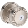 Baldwin Bremerton Single Cylinder Keyed Entry Door Knob Set with Recessed Round Rose from the Reserve Collection Satin Nickel