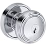 Baldwin Bremerton Single Cylinder Keyed Entry Door Knob Set with Recessed Round Rose from the Reserve Collection Polished Chrome