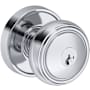 Baldwin Bremerton Single Cylinder Keyed Entry Door Knob Set with Recessed Round Rose with SmartKey SC1 Keyway from the Reserve Collection Polished Chrome