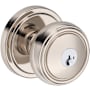 Baldwin Bremerton Single Cylinder Keyed Entry Door Knob Set with Stepped Round Rose with SmartKey SC1 Keyway from the Reserve Collection Lifetime Polished Nickel