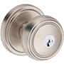 Baldwin Bremerton Single Cylinder Keyed Entry Door Knob Set with Stepped Round Rose with SmartKey SC1 Keyway from the Reserve Collection Satin Nickel