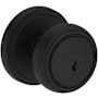 Baldwin Bremerton Single Cylinder Keyed Entry Door Knob Set with Stepped Round Rose with SmartKey SC1 Keyway from the Reserve Collection Satin Black