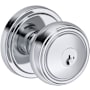 Baldwin Bremerton Single Cylinder Keyed Entry Door Knob Set with Stepped Round Rose with SmartKey SC1 Keyway from the Reserve Collection Polished Chrome