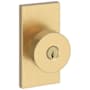 Baldwin Contemporary Single Cylinder Keyed Entry Door Knob Set with 5 Inch Rectangle Rose from the Reserve Collection Lifetime Satin Brass