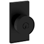 Baldwin Contemporary Single Cylinder Keyed Entry Door Knob Set with 5 Inch Rectangle Rose from the Reserve Collection Satin Black