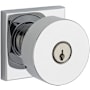 Baldwin Contemporary Single Cylinder Keyed Entry Door Knob with Square Rose Polished Chrome