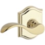 Baldwin Curve Keyed Entry Single Cylinder Leverset with Traditional Arch Rose - Left Handed Lifetime Polished Brass