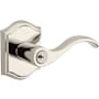 Baldwin Curve Keyed Entry Single Cylinder Leverset with Traditional Arch Rose - Left Handed Lifetime Polished Nickel