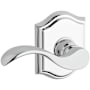 Baldwin Curve Keyed Entry Single Cylinder Leverset with Traditional Arch Rose - Left Handed Polished Chrome