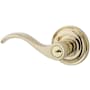 Baldwin Curve Keyed Entry Single Cylinder Leverset with Traditional Round Rose - Left Handed Lifetime Polished Brass