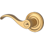 Baldwin Curve Keyed Entry Single Cylinder Leverset with Traditional Round Rose - Left Handed Lifetime Satin Brass
