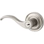 Baldwin Curve Keyed Entry Single Cylinder Leverset with Traditional Round Rose - Left Handed Satin Nickel