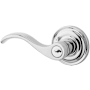 Baldwin Curve Keyed Entry Single Cylinder Leverset with Traditional Round Rose - Left Handed Polished Chrome
