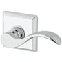 Baldwin Curve Keyed Entry Single Cylinder Leverset with Traditional Square Rose - Left Handed Polished Chrome
