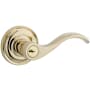 Baldwin Curve Right Handed Single Cylinder Keyed Entry Door Lever with Round Rose Lifetime Polished Brass