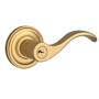 Baldwin Curve Right Handed Single Cylinder Keyed Entry Door Lever with Round Rose Lifetime Satin Brass