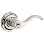 Baldwin Curve Right Handed Single Cylinder Keyed Entry Door Lever with Round Rose Lifetime Polished Nickel