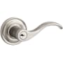Baldwin Curve Right Handed Single Cylinder Keyed Entry Door Lever with Round Rose Satin Nickel