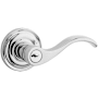 Baldwin Curve Right Handed Single Cylinder Keyed Entry Door Lever with Round Rose Polished Chrome
