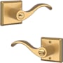 Baldwin Curve Right Handed Single Cylinder Keyed Entry Door Lever with Square Rose Lifetime Satin Brass