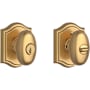 Baldwin Ellipse Single Cylinder Keyed Entry Door Knob with Arch Rose Lifetime Satin Brass