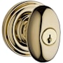 Baldwin Ellipse Single Cylinder Keyed Entry Door Knob with Round Rose Lifetime Polished Brass
