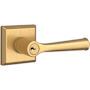 Baldwin Federal Single Cylinder Keyed Entry Door Lever Set with Traditional Square Rose Lifetime Satin Brass