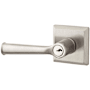 Baldwin Federal Single Cylinder Keyed Entry Door Lever Set with Traditional Square Rose Satin Nickel