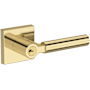 Baldwin Lake Forest Single Cylinder Keyed Entry Door Lever Set with Contemporary Square Rose from the Reserve Collection Non-Lacquered Brass