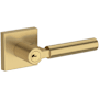Baldwin Lake Forest Single Cylinder Keyed Entry Door Lever Set with Contemporary Square Rose from the Reserve Collection Lifetime Satin Brass