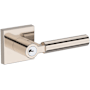 Baldwin Lake Forest Single Cylinder Keyed Entry Door Lever Set with Contemporary Square Rose from the Reserve Collection Lifetime Polished Nickel