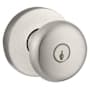 Baldwin Round Single Cylinder Keyed Entry Knob Set with Contemporary Round Rose from the Reserve Collection Satin Nickel