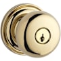 Baldwin Round Single Cylinder Keyed Entry Door Knob with Round Rose Lifetime Polished Brass