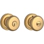 Baldwin Round Single Cylinder Keyed Entry Door Knob with Round Rose Lifetime Satin Brass
