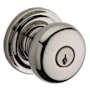Baldwin Round Single Cylinder Keyed Entry Door Knob with Round Rose Lifetime Polished Nickel