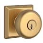 Baldwin Round Single Cylinder Keyed Entry Door Knob with Square Rose Lifetime Satin Brass