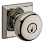 Baldwin Round Single Cylinder Keyed Entry Door Knob with Square Rose Lifetime Polished Nickel