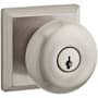 Baldwin Round Single Cylinder Keyed Entry Door Knob with Square Rose Satin Nickel