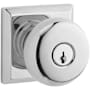 Baldwin Round Single Cylinder Keyed Entry Door Knob with Square Rose Polished Chrome