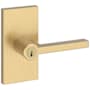Baldwin Square Single Cylinder Keyed Entry Door Lever Set with 5 Inch Rectangle Rose from the Reserve Collection Lifetime Satin Brass