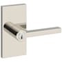 Baldwin Square Single Cylinder Keyed Entry Door Lever Set with 5 Inch Rectangle Rose from the Reserve Collection Lifetime Polished Nickel