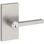 Baldwin Square Single Cylinder Keyed Entry Door Lever Set with 5 Inch Rectangle Rose from the Reserve Collection Satin Nickel